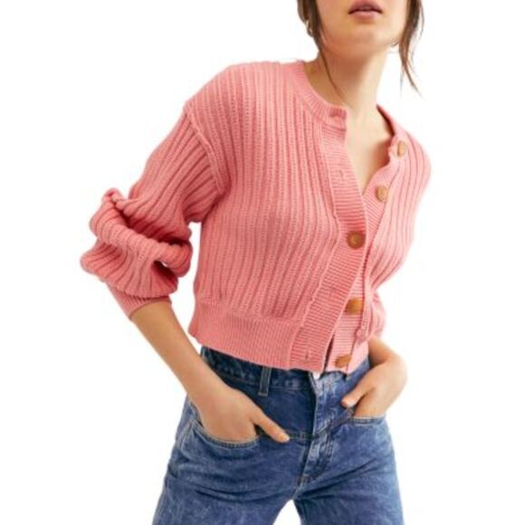Free People Sweaters - Pink Free People All Yours Cardigan Chunky Knit S